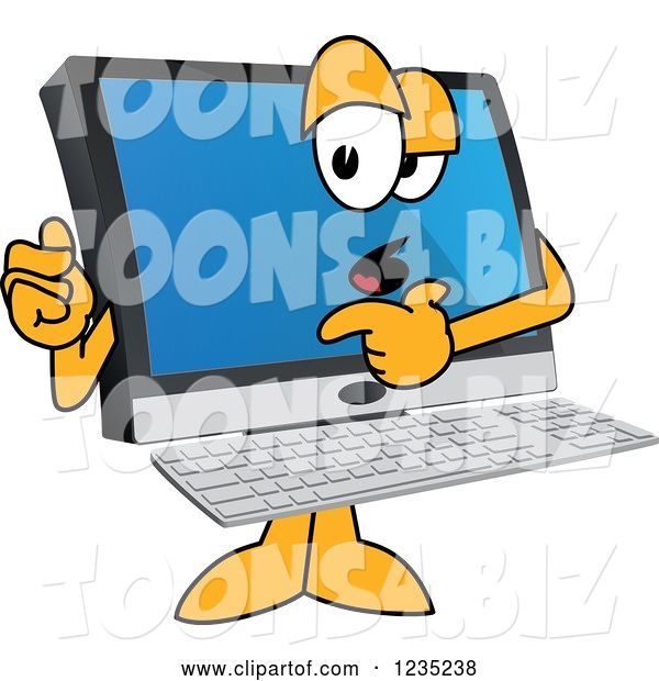 Vector Illustration of a Cartoon PC Computer Mascot Blaming Issues on Something Else