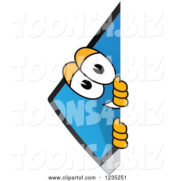 Vector Illustration of a Cartoon PC Computer Mascot Smiling Around a Sign