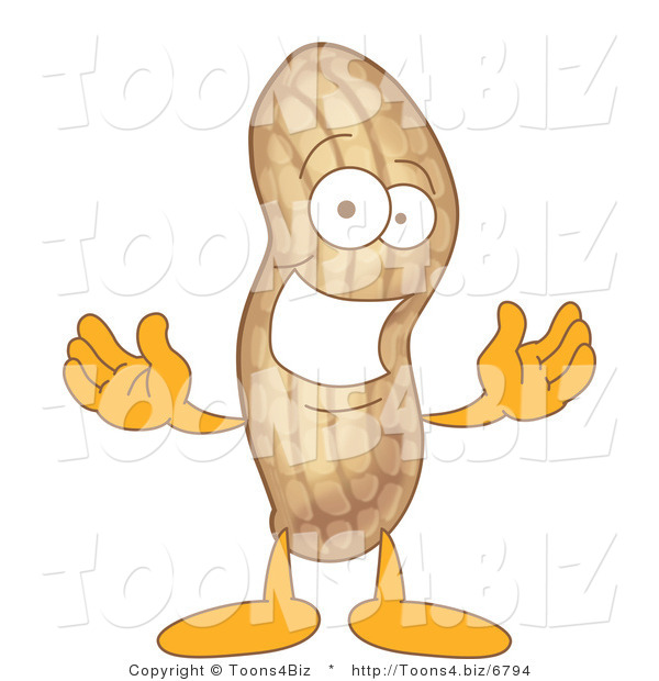 Vector Illustration of a Cartoon Peanut Mascot