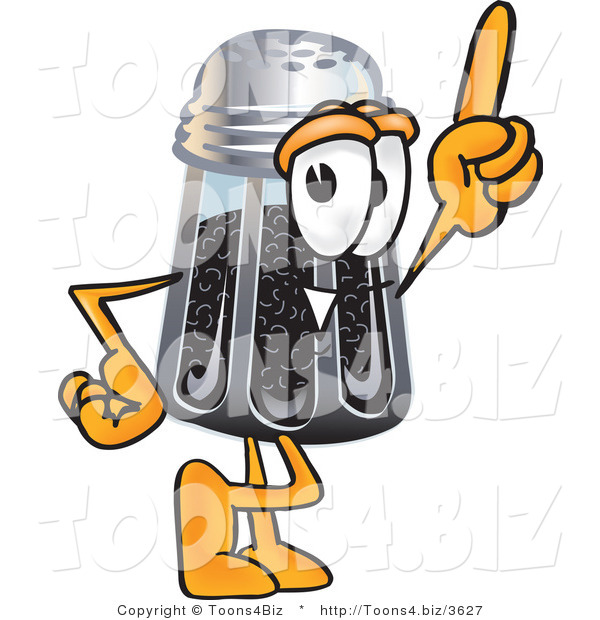 Vector Illustration of a Cartoon Pepper Shaker Mascot Pointing Upwards