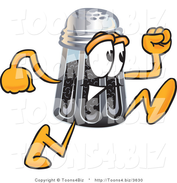 Vector Illustration of a Cartoon Pepper Shaker Mascot Running