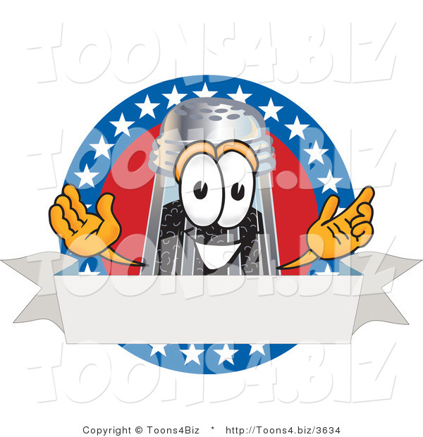 Vector Illustration of a Cartoon Pepper Shaker Mascot with Stars and Blank Label