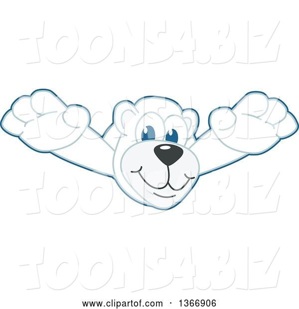 Vector Illustration of a Cartoon Polar Bear School Mascot Leaping