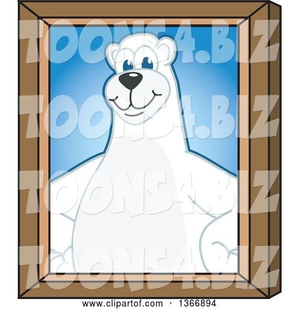 Vector Illustration of a Cartoon Polar Bear School Mascot Portrait