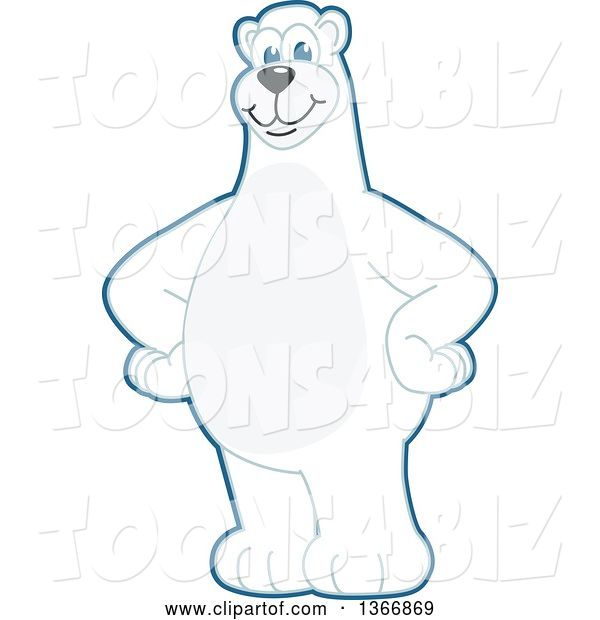 Vector Illustration of a Cartoon Polar Bear School Mascot Standing with Hands on His Hips