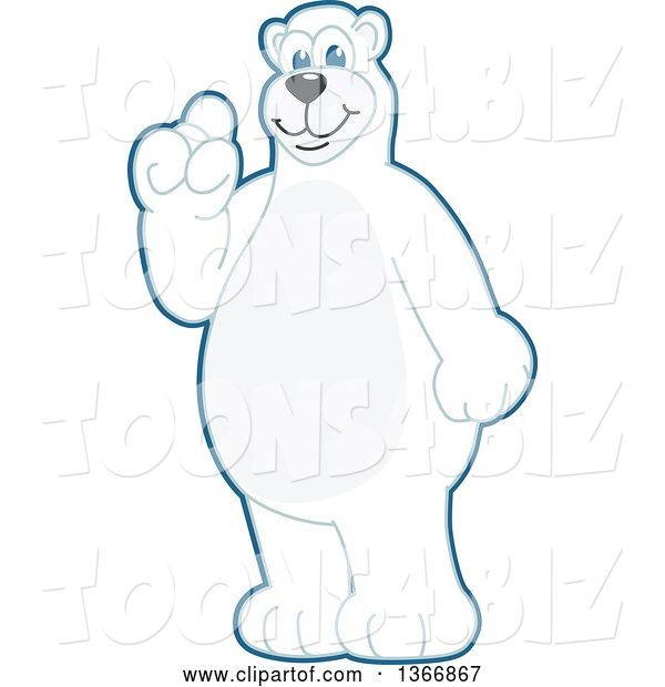 Vector Illustration of a Cartoon Polar Bear School Mascot with an Idea