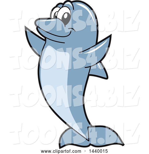 Vector Illustration of a Cartoon Porpoise Dolphin School Mascot