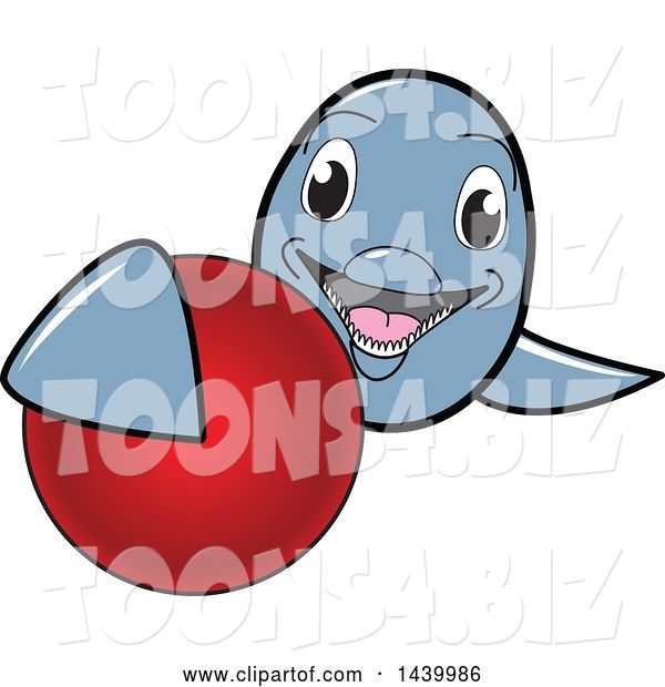 Vector Illustration of a Cartoon Porpoise Dolphin School Mascot Grabbing a Field Hockey Ball