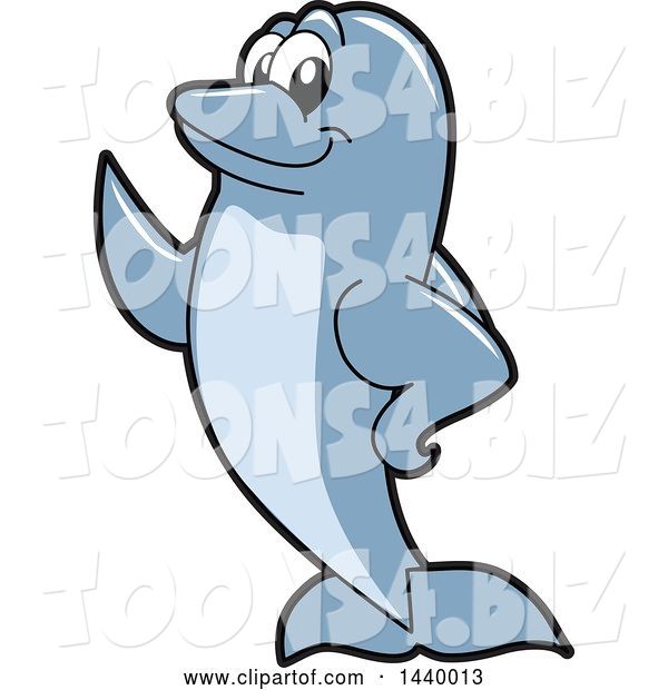 Vector Illustration of a Cartoon Porpoise Dolphin School Mascot Presenting