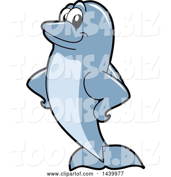 Vector Illustration of a Cartoon Porpoise Dolphin School Mascot with Fins on His Hips