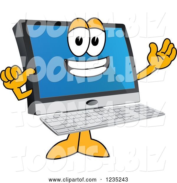 Vector Illustration of a Cartoon Proud PC Computer Mascot
