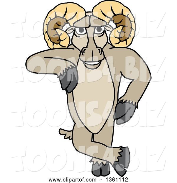 Vector Illustration of a Cartoon Ram Mascot Leaning