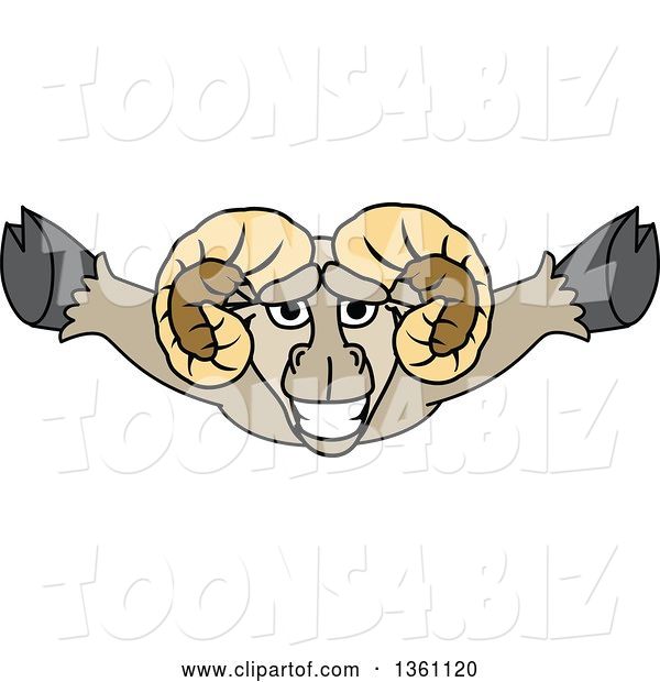 Vector Illustration of a Cartoon Ram Mascot Leaping