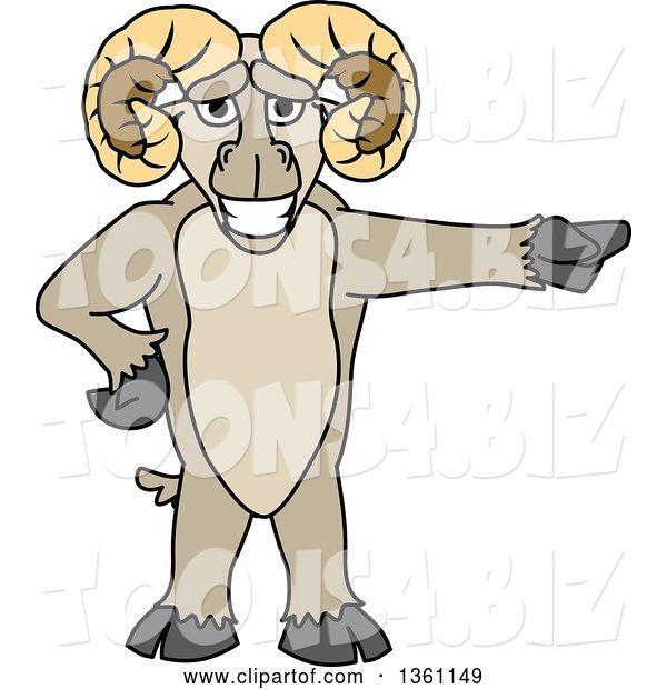 Vector Illustration of a Cartoon Ram Mascot Pointing