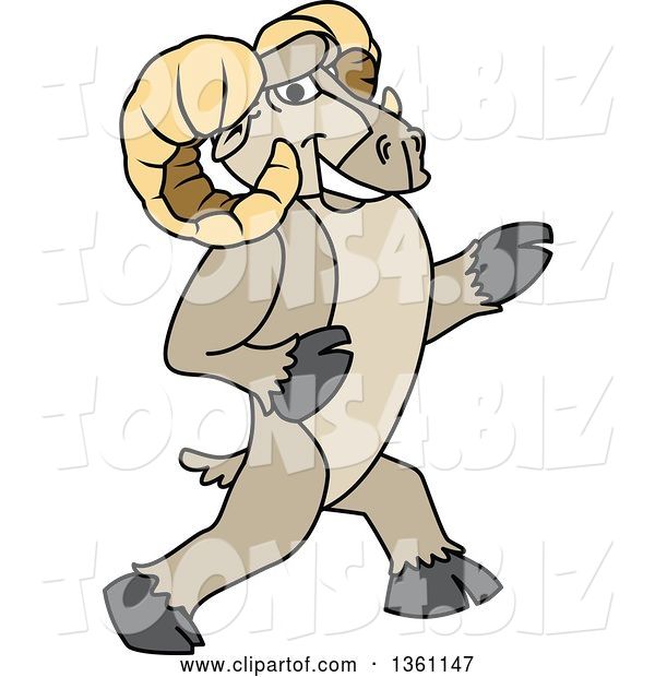 Vector Illustration of a Cartoon Ram Mascot Walking Upright