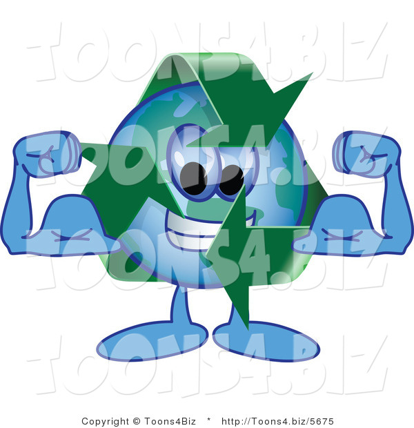 Vector Illustration of a Cartoon Recycle Mascot Flexing