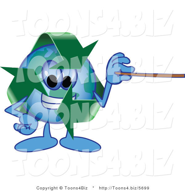 Vector Illustration of a Cartoon Recycle Mascot Holding a Pointer Stick