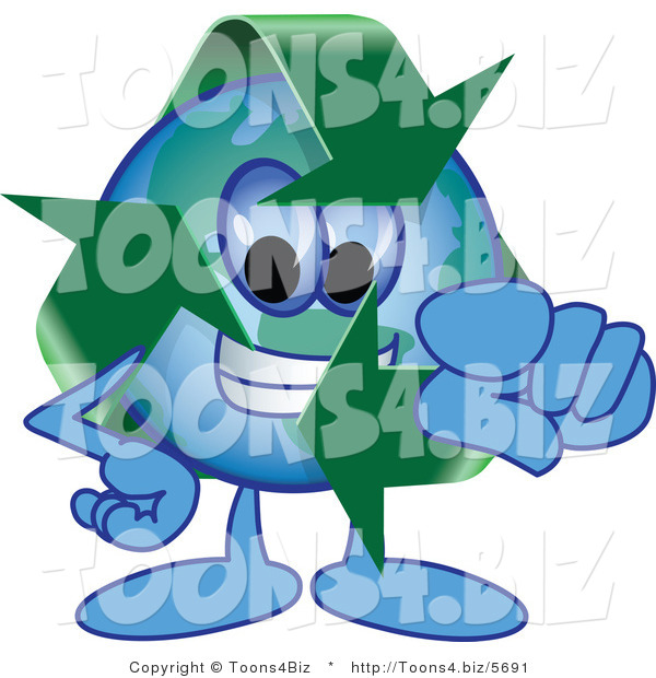 Vector Illustration of a Cartoon Recycle Mascot Pointing Outwards