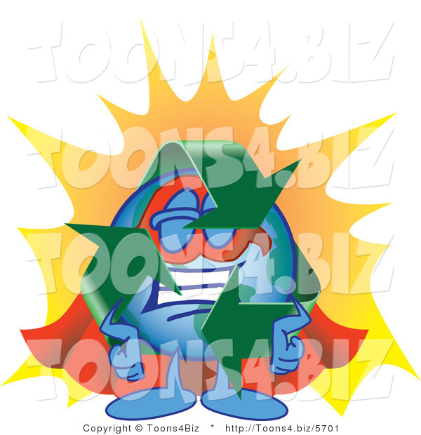 Vector Illustration of a Cartoon Recycle Mascot Super Hero