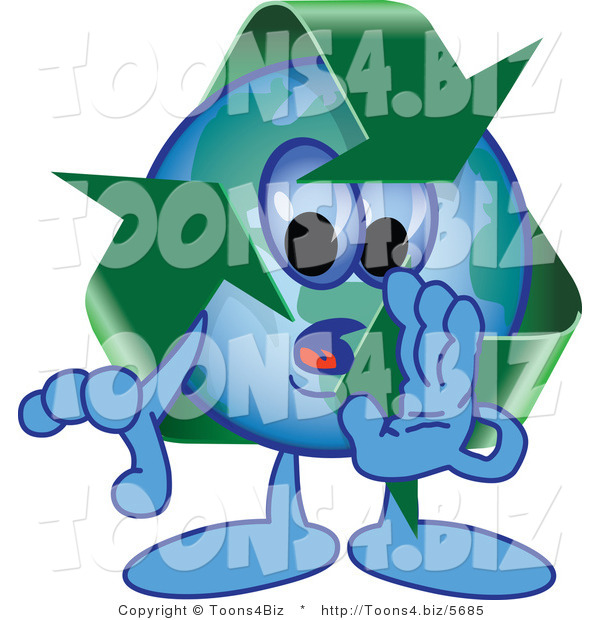 Vector Illustration of a Cartoon Recycle Mascot Whispering
