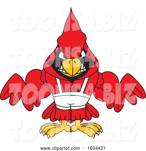 Vector Illustration of a Cartoon Red Cardinal Bird Mascot Wrestling