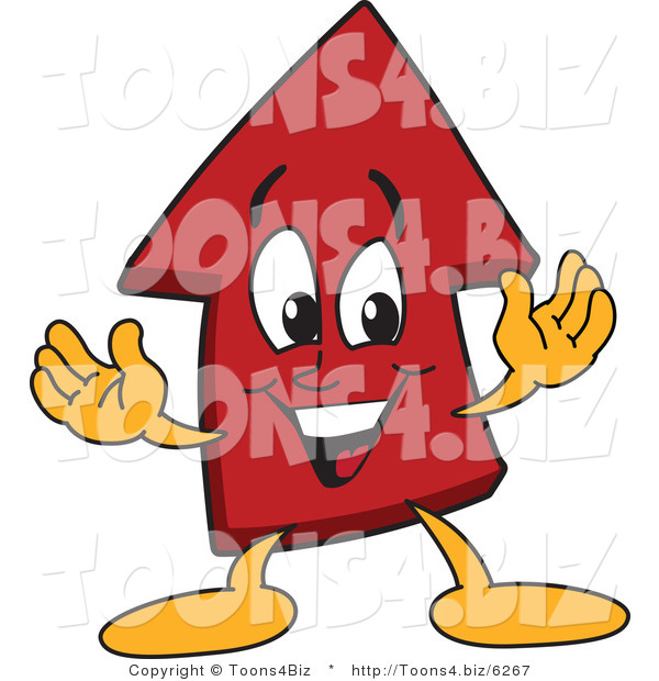 Vector Illustration of a Cartoon Red up Arrow Mascot
