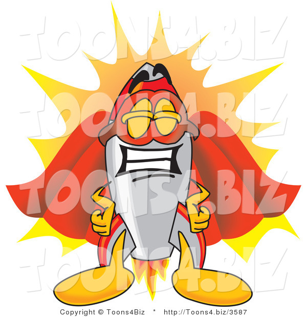 Vector Illustration of a Cartoon Rocket Mascot Dressed As a Super Hero