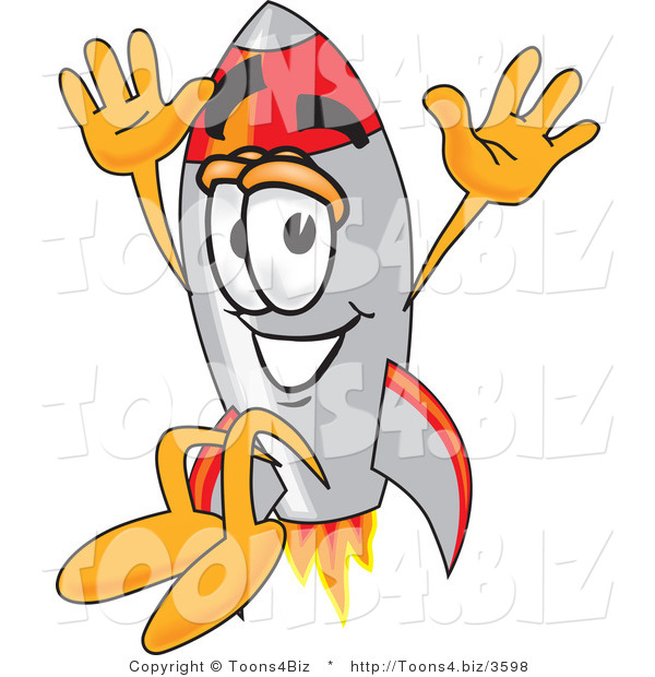 Vector Illustration of a Cartoon Rocket Mascot Jumping