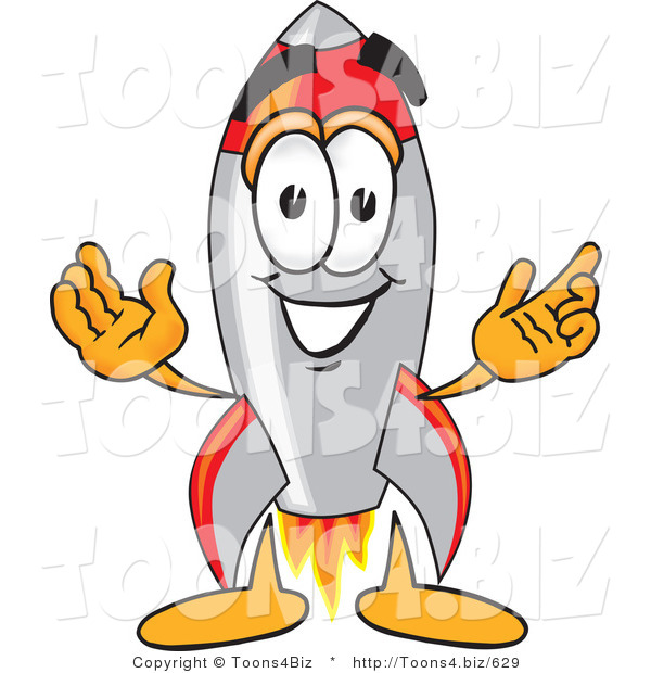 Vector Illustration of a Cartoon Rocket Mascot with Welcoming Open Arms