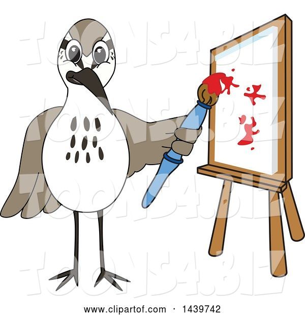 Vector Illustration of a Cartoon Sandpiper Bird School Mascot Painting
