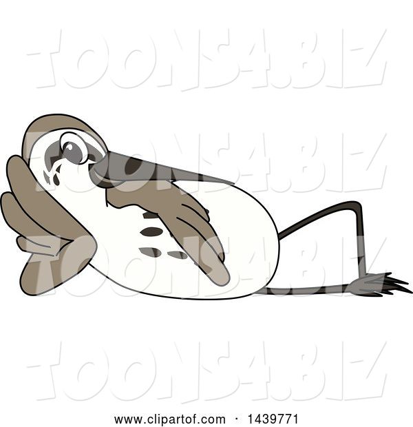 Vector Illustration of a Cartoon Sandpiper Bird School Mascot Relaxing
