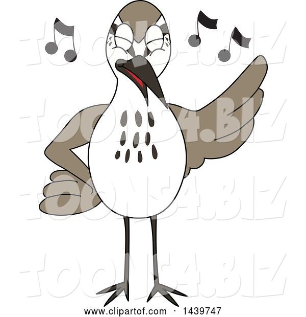 Vector Illustration of a Cartoon Sandpiper Bird School Mascot Singing