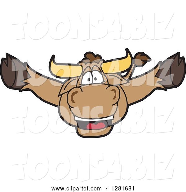 Vector Illustration of a Cartoon School Bull Mascot Leaping Outwards