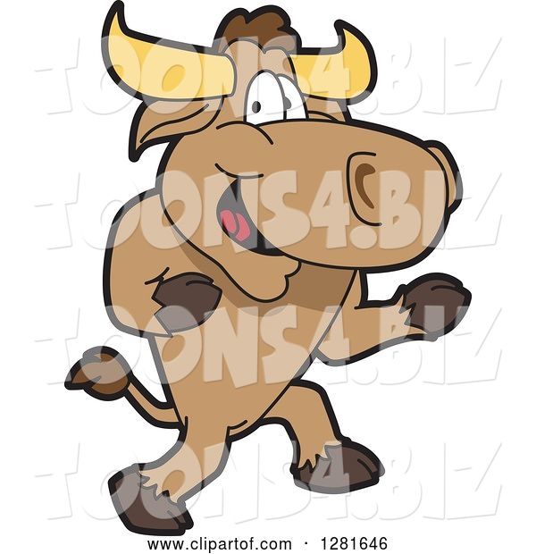 Vector Illustration of a Cartoon School Bull Mascot Running