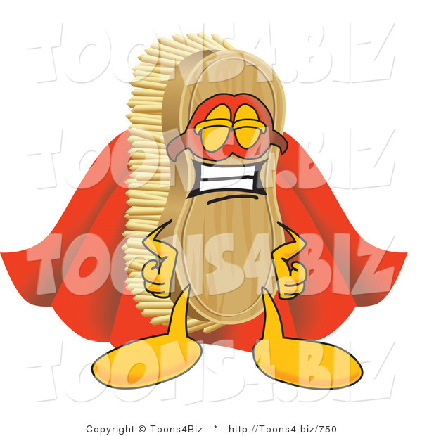Vector Illustration of a Cartoon Scrub Brush Mascot Dressed As a Super Hero