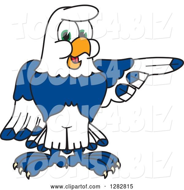 Vector Illustration of a Cartoon Seahawk Mascot Pointing to the Right