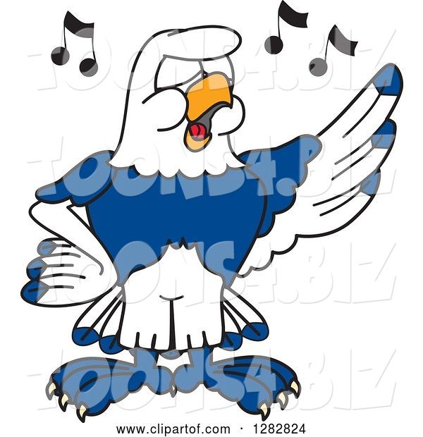 Vector Illustration of a Cartoon Seahawk Mascot Singing in Chorus