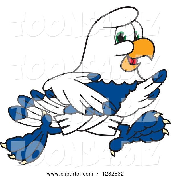 Vector Illustration of a Cartoon Seahawk Sports Mascot Running