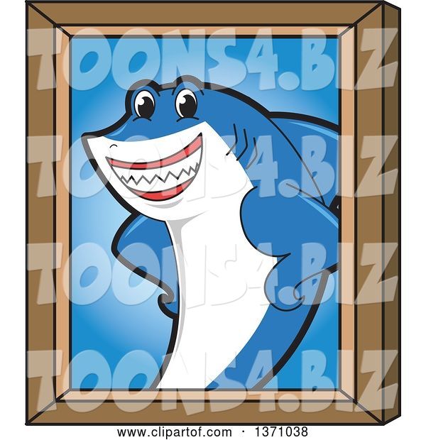 Vector Illustration of a Cartoon Shark School Mascot Portrait