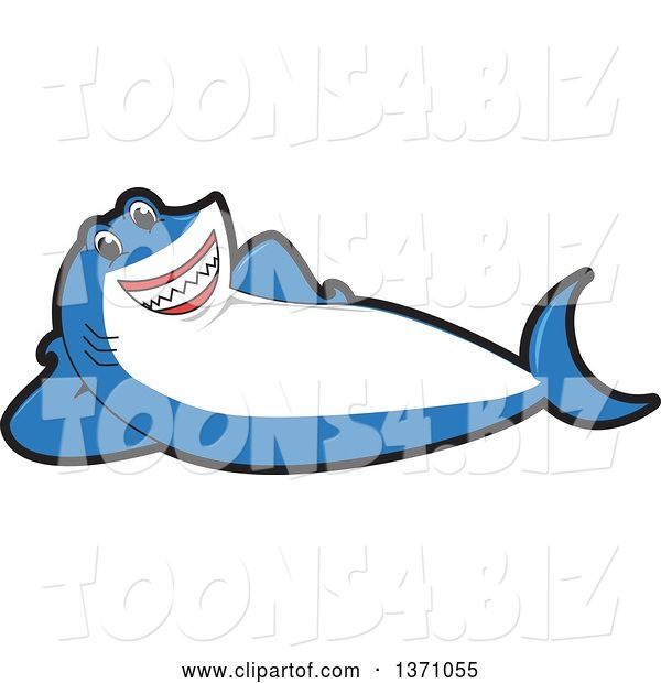 Vector Illustration of a Cartoon Shark School Mascot Resting on His Side