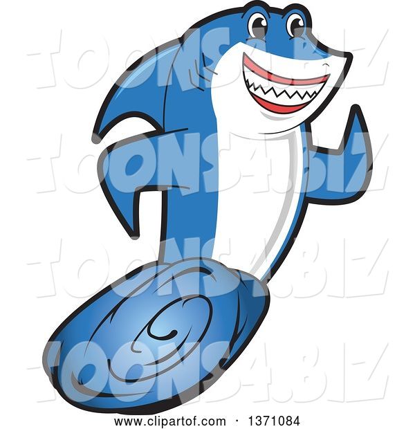 Vector Illustration of a Cartoon Shark School Mascot Running