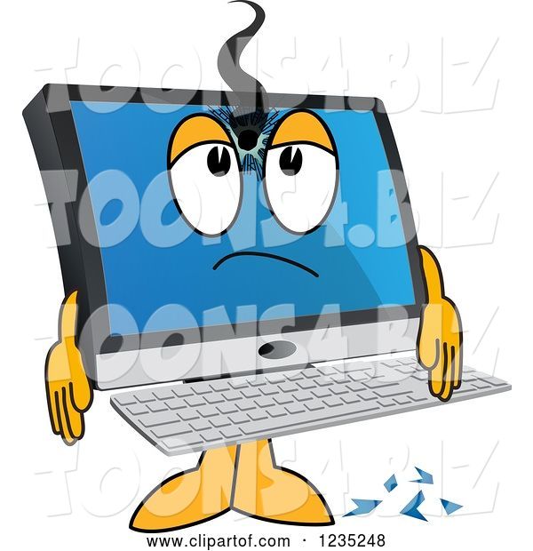 Vector Illustration of a Cartoon Shot PC Computer Mascot