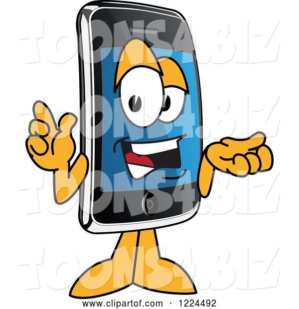 Vector Illustration of a Cartoon Smart Phone Mascot Gesturing and Talking