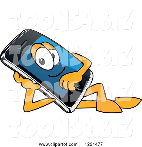 Vector Illustration of a Cartoon Smart Phone Mascot Relaxing
