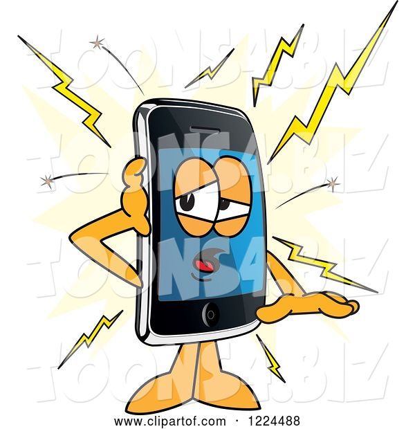 Vector Illustration of a Cartoon Smart Phone Mascot with a Glitch
