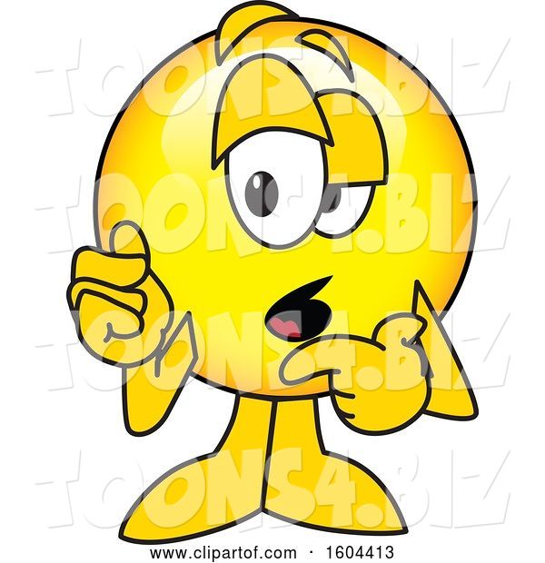 Vector Illustration of a Cartoon Smiley Mascot Making Excuses