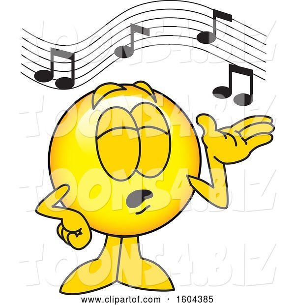 Vector Illustration of a Cartoon Smiley Mascot Singing