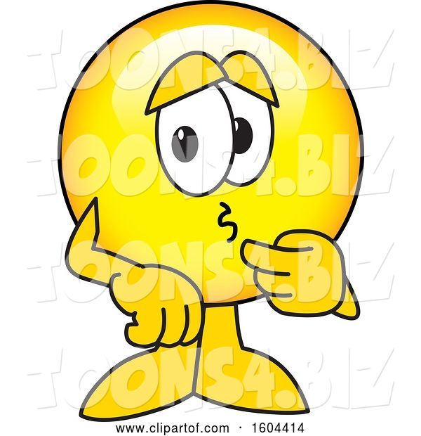 Vector Illustration of a Cartoon Smiley Mascot Worrying