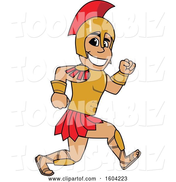 Vector Illustration of a Cartoon Spartan Warrior Mascot Running
