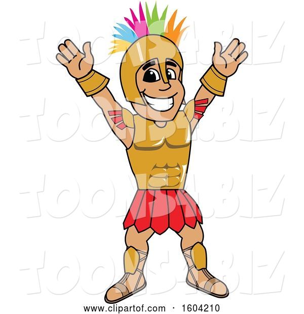 Vector Illustration of a Cartoon Spartan Warrior Mascot with a Mohawk